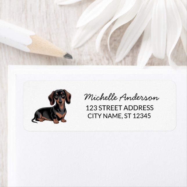 Modern Trendy Dachshund Dog Return Address    (Insitu)