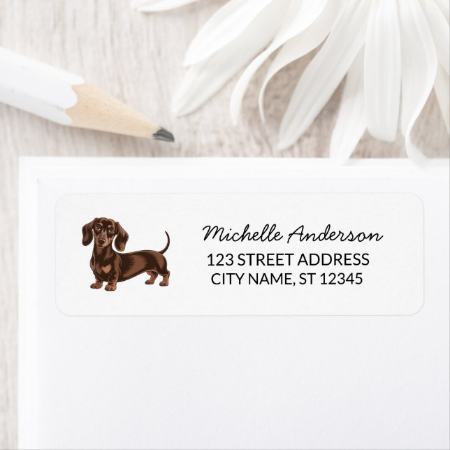 Modern Trendy Dachshund Dog Return Address    (Insitu)