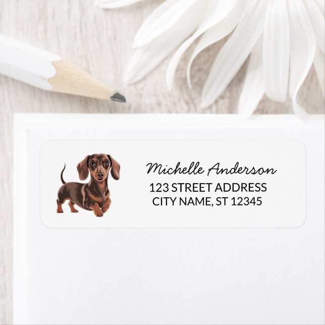 Modern Trendy Dachshund Dog Return Address    (Insitu)