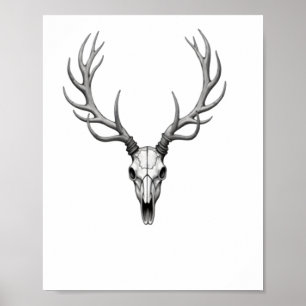 Modern Trendy Deer Skull Sticker2 Poster