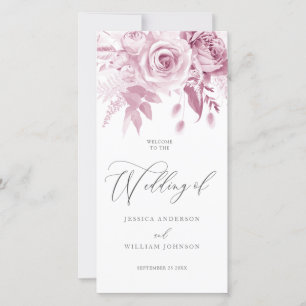 Modern Trendy Designer Dusty Pink Wedding Program