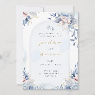 Modern Trendy Designer Dusty Rose Blush Wedding  Invitation