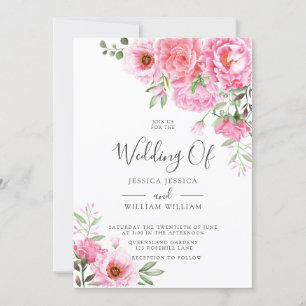Modern Trendy Designer Rose Wedding Invitations