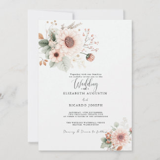 Modern Trendy Dusty Rose Blush Wedding  Invitation