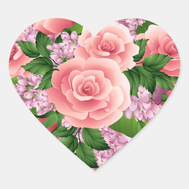 Modern Trendy Elegant Best Popular Love Floral Heart Sticker (Front)