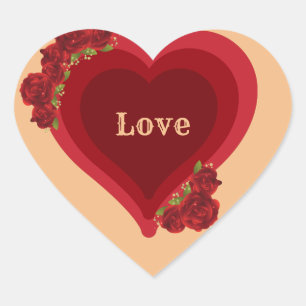 Modern Trendy Elegant Best Popular Love Floral Heart Sticker