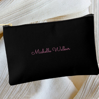 Modern Trendy Elegant Black Stylish Monogram Accessory Pouch