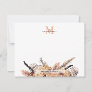 Modern Trendy Elegant Boho Chic Floral Monogram Card