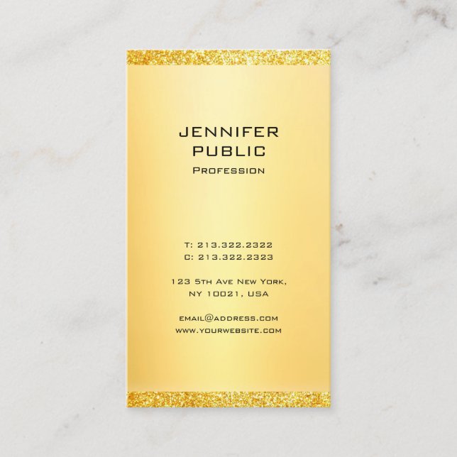 Modern Trendy Elegant Gold Glitter Template Business Card (Front)