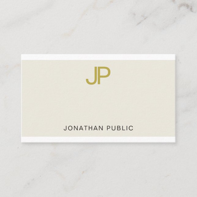 Modern Trendy Elegant Gold Monogram Design Luxury Business Card (Front)