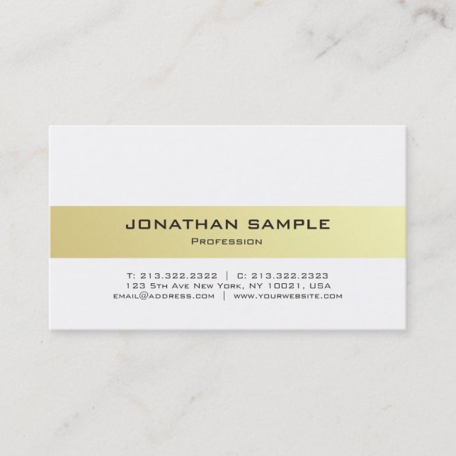 Modern Trendy Elegant Gold Sleek Design Luxury Business Card (Front)