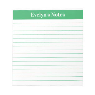 Modern Trendy Elegant Green Script Large Print Notepad