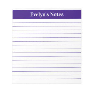 Modern Trendy Elegant Purple Script Large Print Notepad