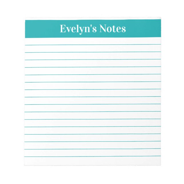 Modern Trendy Elegant Teal Script Large Print Notepad (Front)