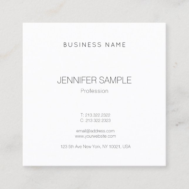 Modern Trendy Elegant Template Luxury Beautiful Square Business Card (Front)
