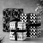 Modern Trendy FA LA LA Joyful Black and White  Wrapping Paper Sheet<br><div class="desc">Celebrate the magical and festive holiday season with our custom holiday wrapping paper sheets. Our modern black and white minimalistic holiday designs feature a bold typographic design "Fa La La" with a different script and san serif fonts to create this modern Christmas pattern wrapping paper. The second wrapping sheet features...</div>