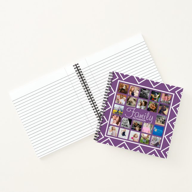 Modern Trendy Family Photo Collage & Name Notebook (Inside)
