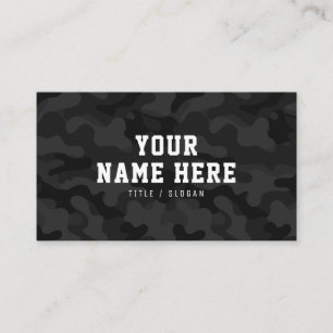 Modern trendy fashion black camo pattern designer business card