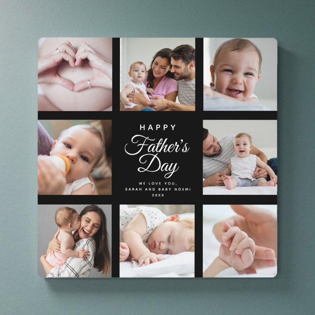 Modern Trendy Father's Day Baby Photo Collage  Pla Plaque (Creator Uploaded)