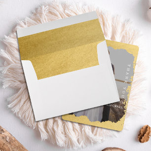 Modern Trendy Faux Gold With Return Address Envelope