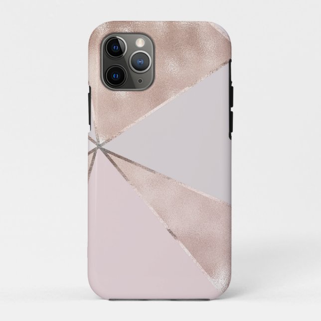 Modern Trendy Feminine Triangle Blush Texture Case-Mate iPhone Case (Back)