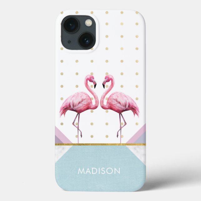 Modern Trendy Flamingo Pink Girly Name Case-Mate iPhone Case (Back)