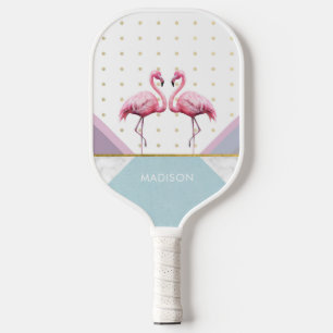 Modern Trendy Flamingo Pink Girly Name Pickleball Paddle