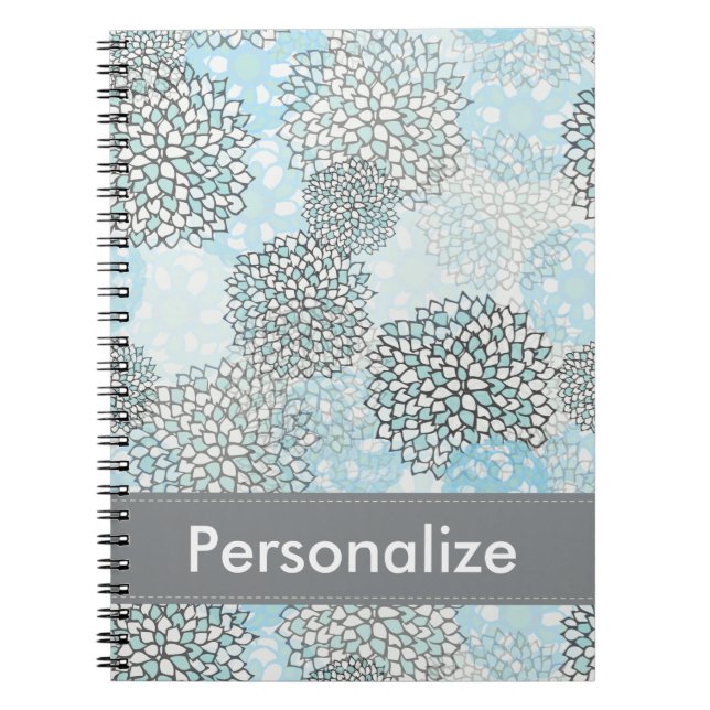 Modern Trendy Floral Pattern Personalised Notebook (Front)