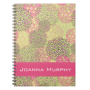 Modern Trendy Floral Pattern Personalised Notebook