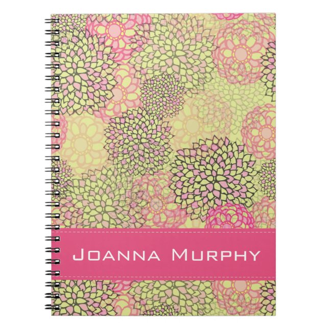 Modern Trendy Floral Pattern Personalised Notebook (Front)