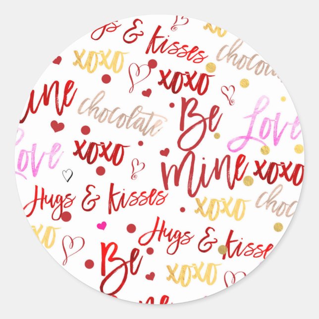 Modern Trendy Fun Valentine Party Favour Treat Classic Round Sticker (Front)