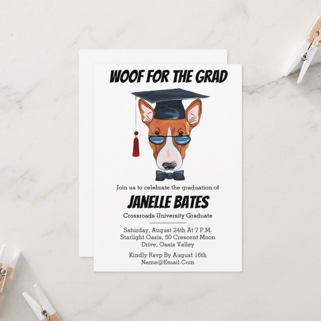 modern trendy funny graduation invitations (Front/Back In Situ)