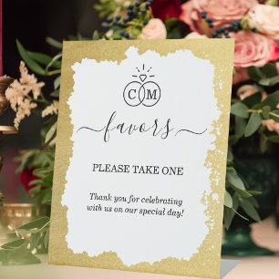 Modern Trendy Gold Frame Wedding Favours Sign 