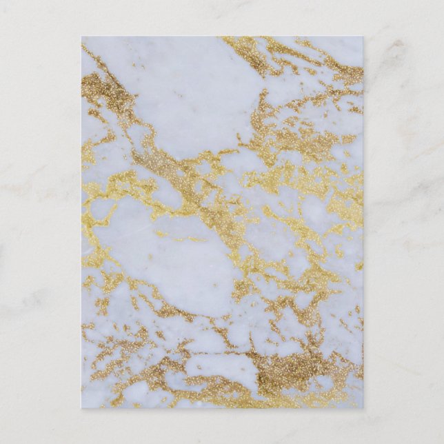 Modern Trendy Gold Glitter Marble Postcard (Front)