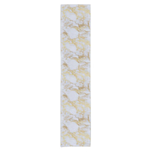Modern Trendy Gold Glitter Marble Short Table Runner