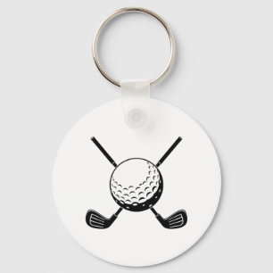 Modern Trendy Golf stick ball Golfer Golfing Key Ring