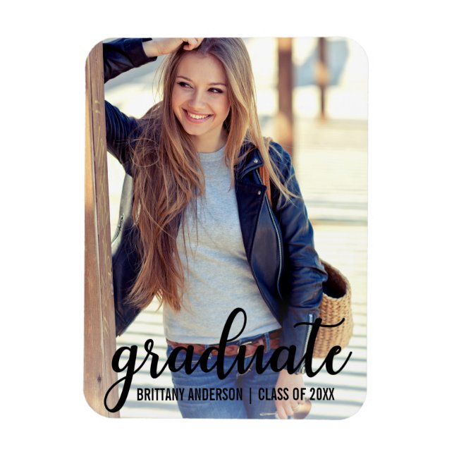 Modern Trendy Graduation Announcement Photo Magnet (Vertical)