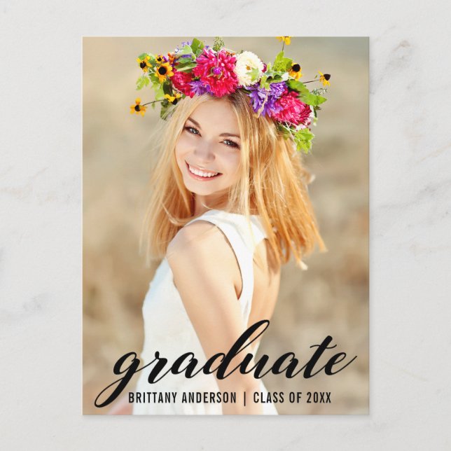Modern Trendy Graduation Party Photo Invite B (Front)