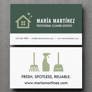 Modern Trendy Green Eco Cleaning Services Logo Business Card
