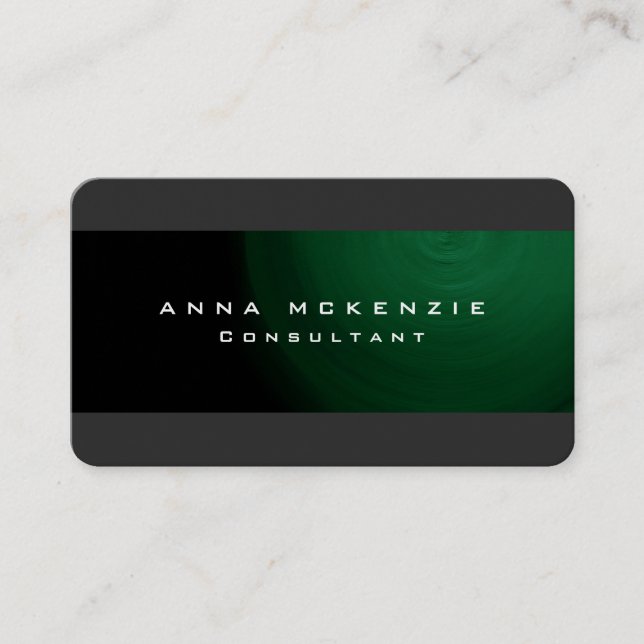 Modern Trendy Green Grey Unique Trendy Creative Business Card (Front)