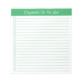 Modern Trendy Green One Column Checklist Notepad