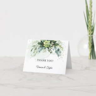 Modern Trendy Greenery succulent flowers  Thank You Card