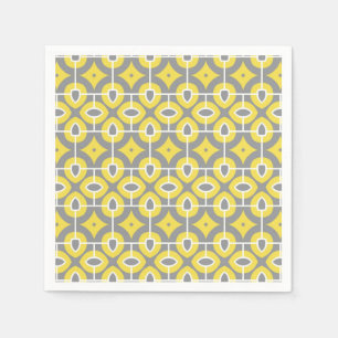 Modern Trendy Grey and White Mosaic Pattern Napkin