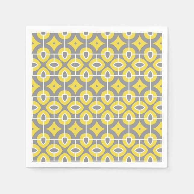 Modern Trendy Grey and White Mosaic Pattern  Napkin (Front)