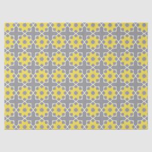 Modern Trendy Grey and Yellow Flowers  Tissue Paper