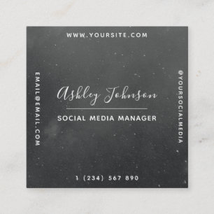 Modern & Trendy Grey Night Sky Cosmic Space Galaxy Square Business Card