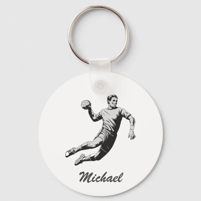 Modern Trendy Handball Player  Personalised      Key Ring (Front)