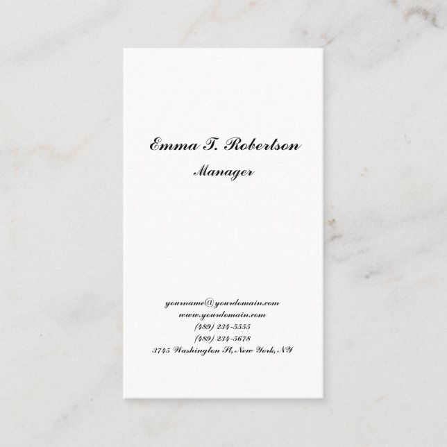 Modern trendy handwriting minimalist black white business card (Front)