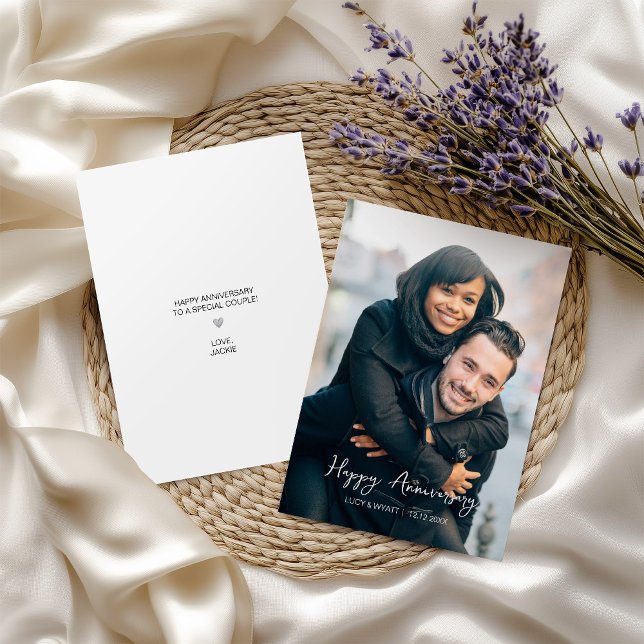 Modern, Trendy Happy Anniversary Photo  Card (Creator Uploaded)