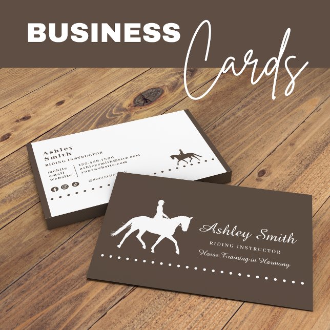 Modern Trendy Horse Trainer Business Card (Modern Trendy Horse Trainer Business Card Brown)